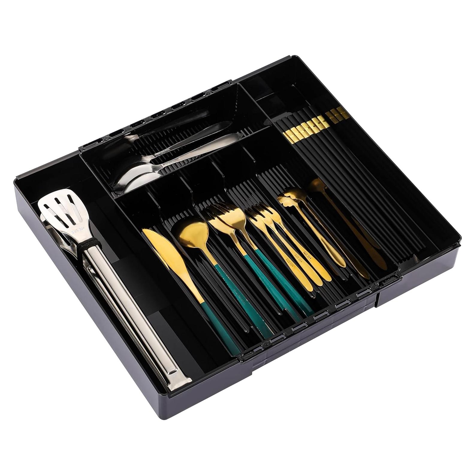 Organizador de Cubiertos IEEK Expandible Negro 37.5x33.5cm