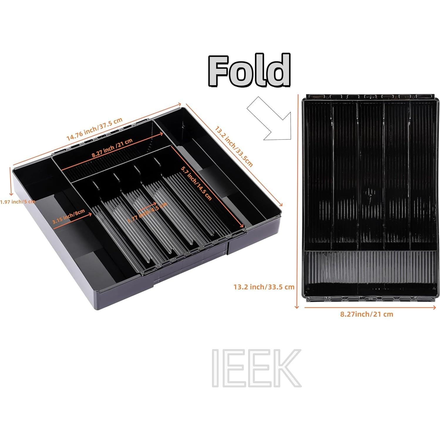 Organizador de Cubiertos IEEK Expandible Negro 37.5x33.5cm