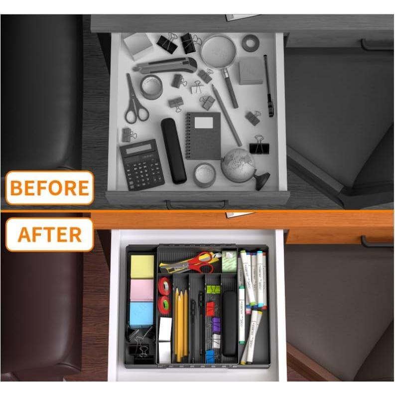 Organizador de Cubiertos IEEK Expandible Negro 37.5x33.5cm