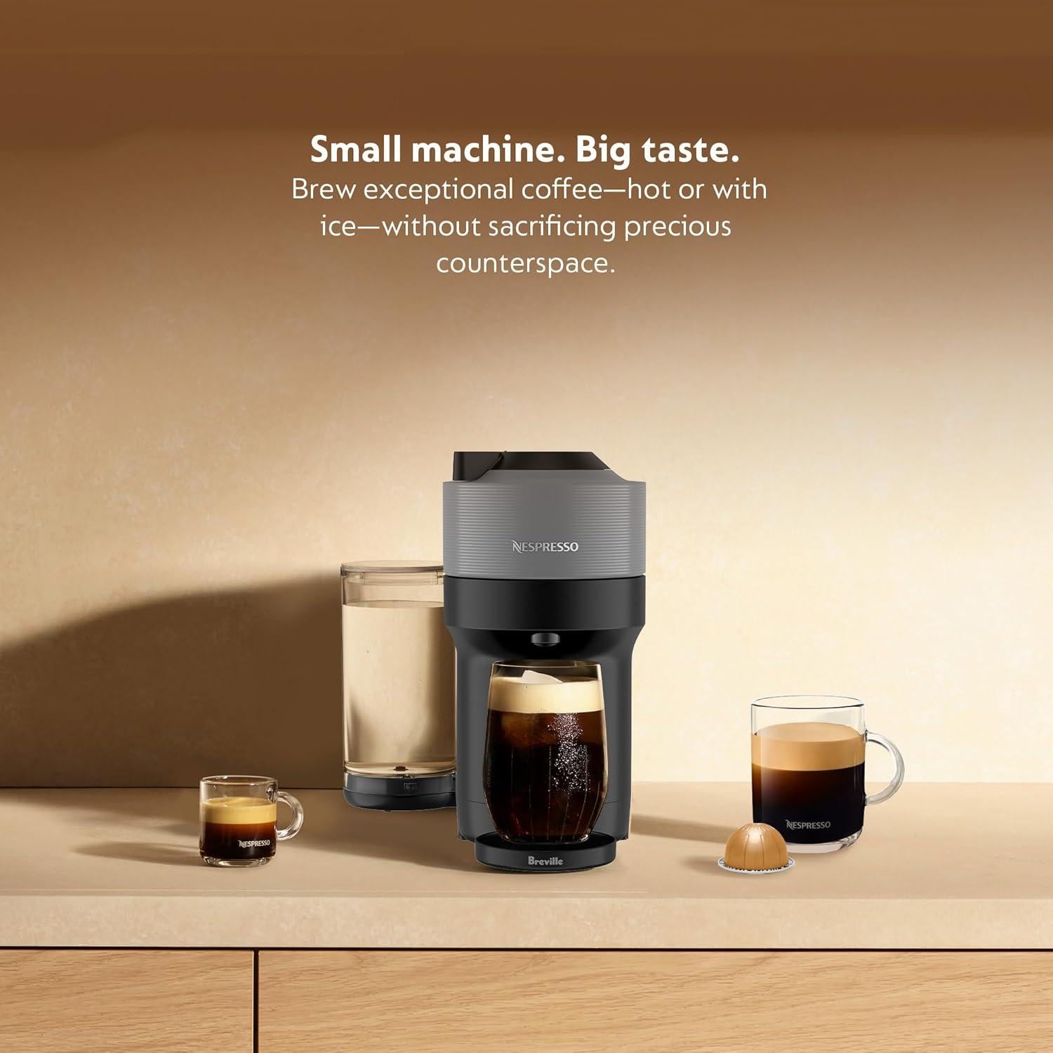 Cafetera Nespresso Vertuo Pop+ Breville Gris Oscuro 740ml