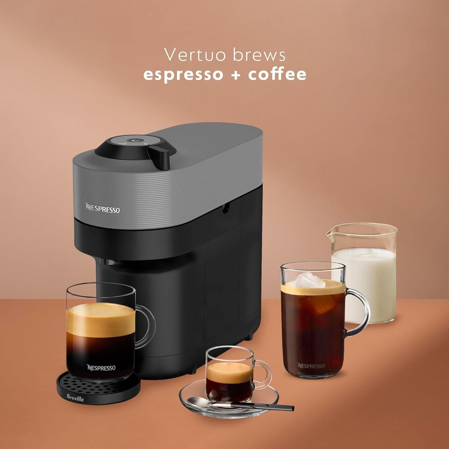 Cafetera Nespresso Vertuo Pop+ Breville Gris Oscuro 740ml