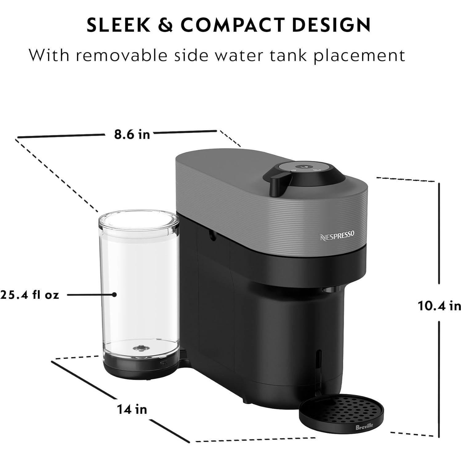 Cafetera Nespresso Vertuo Pop+ Breville Gris Oscuro 740ml