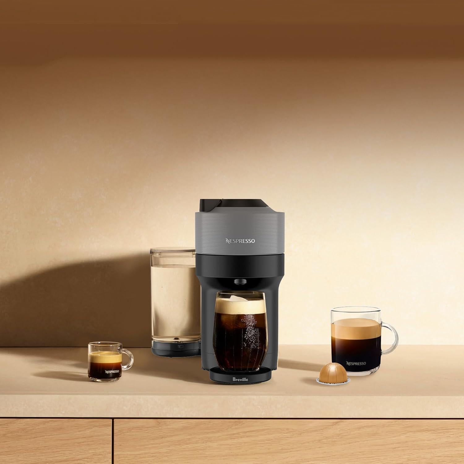Cafetera Nespresso Vertuo Pop+ Breville Gris Oscuro 740ml