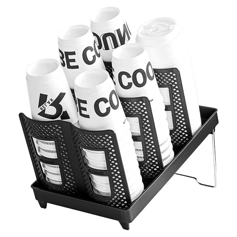 Soporte Organizador de Tazas Kruysozz Doble Fila Negro 120 Tazas