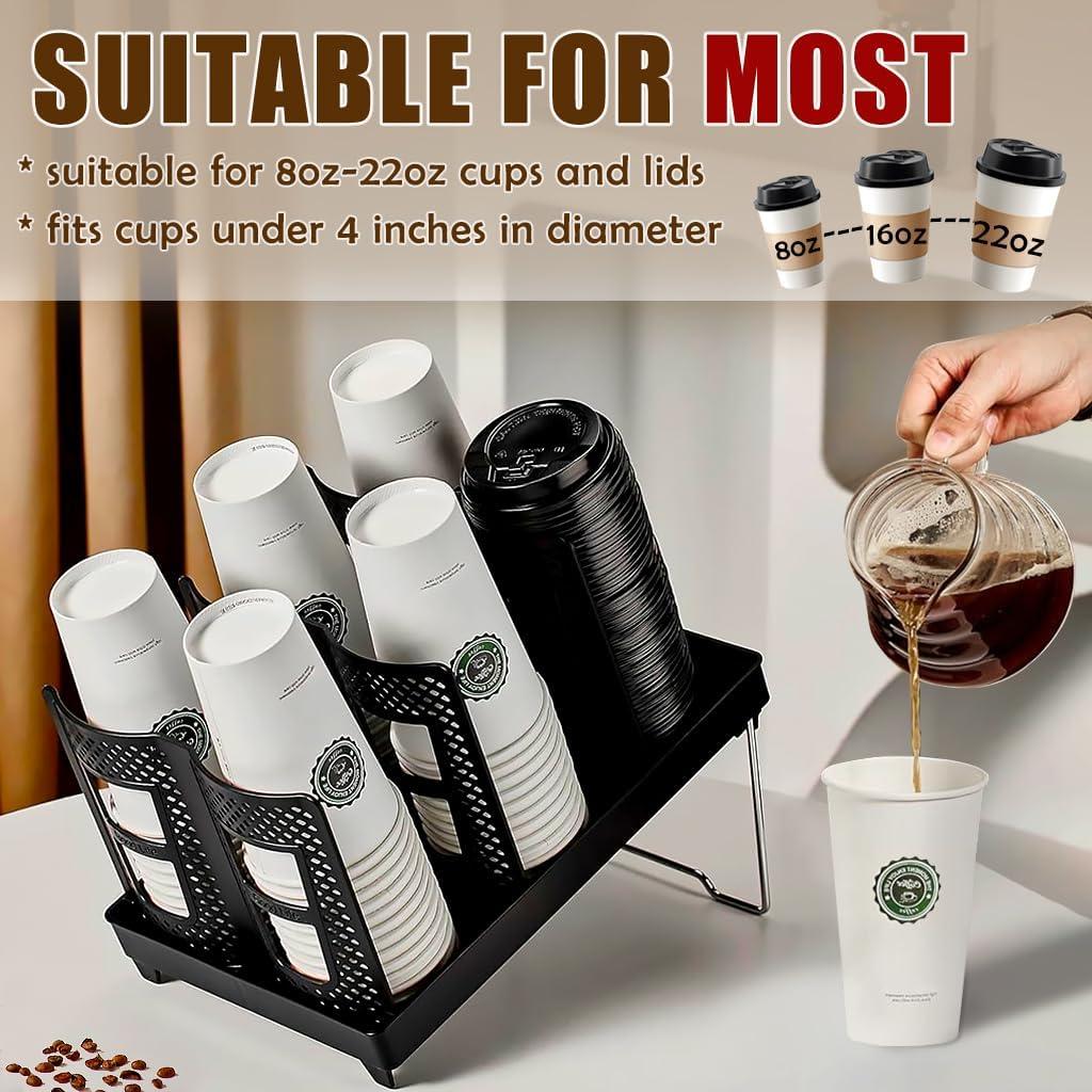 Soporte Organizador de Tazas Kruysozz Doble Fila Negro 120 Tazas