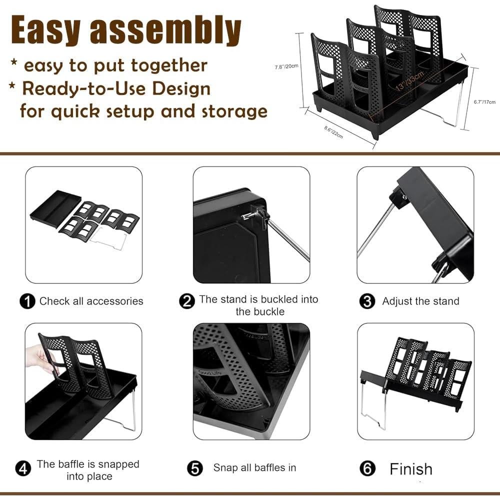 Soporte Organizador de Tazas Kruysozz Doble Fila Negro 120 Tazas