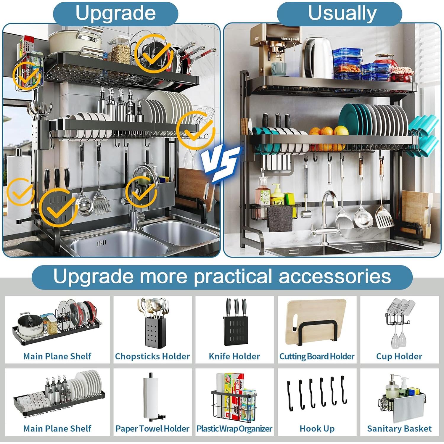 Escurridor de Platos LIVOD Acero Inoxidable 3 Niveles Ajustable
