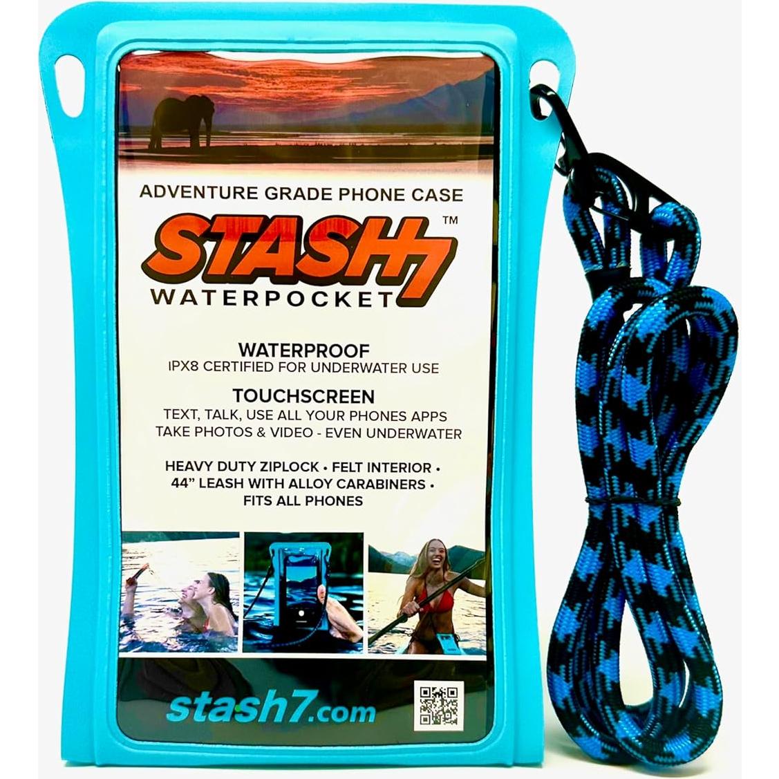 Funda impermeable Stash7 para smartphone hasta 7.5" azul