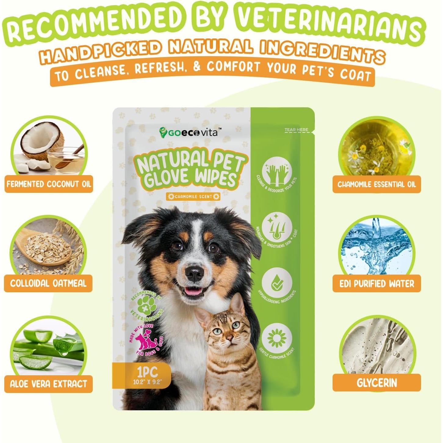 Toallitas de Guante para Mascotas GoEcoVita - 8 Paquete