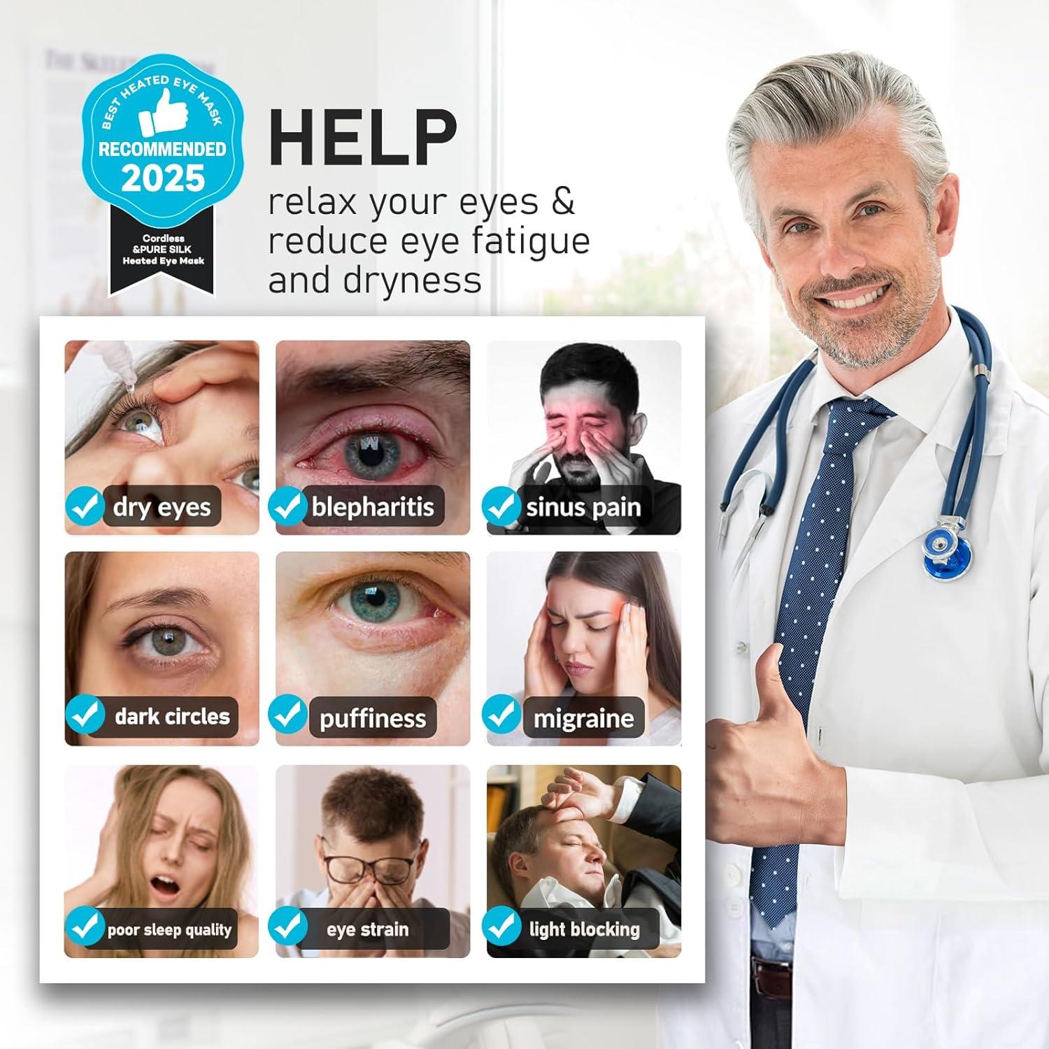 Mascarilla Térmica Inalámbrica LitBear para Ojos Secos - Negro