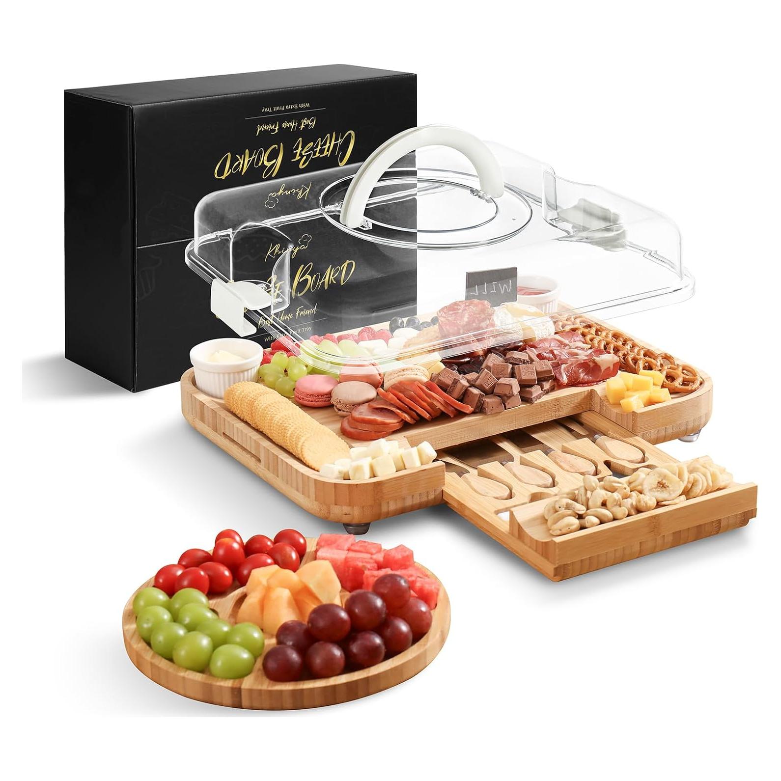 Tabla de Charcutería KHINYA con Tapa y Mango - 42x33cm