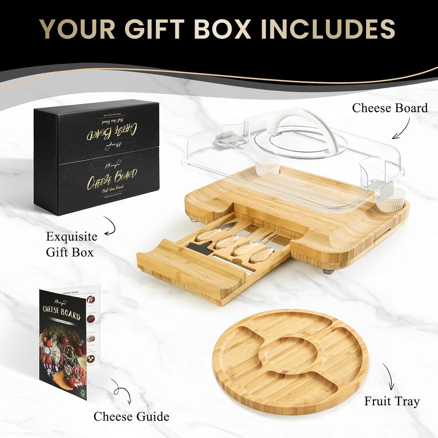 Tabla de Charcutería KHINYA con Tapa y Mango - 42x33cm