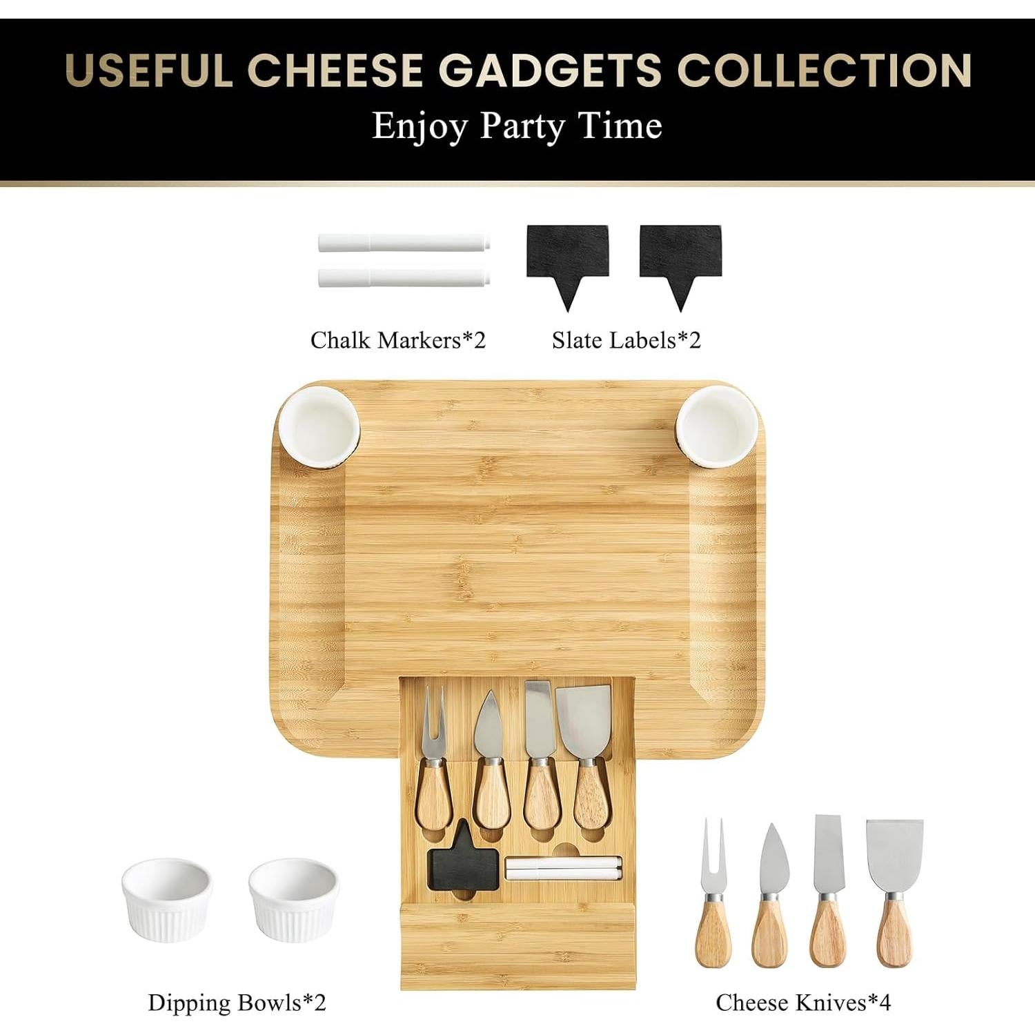 Tabla de Charcutería KHINYA con Tapa y Mango - 42x33cm