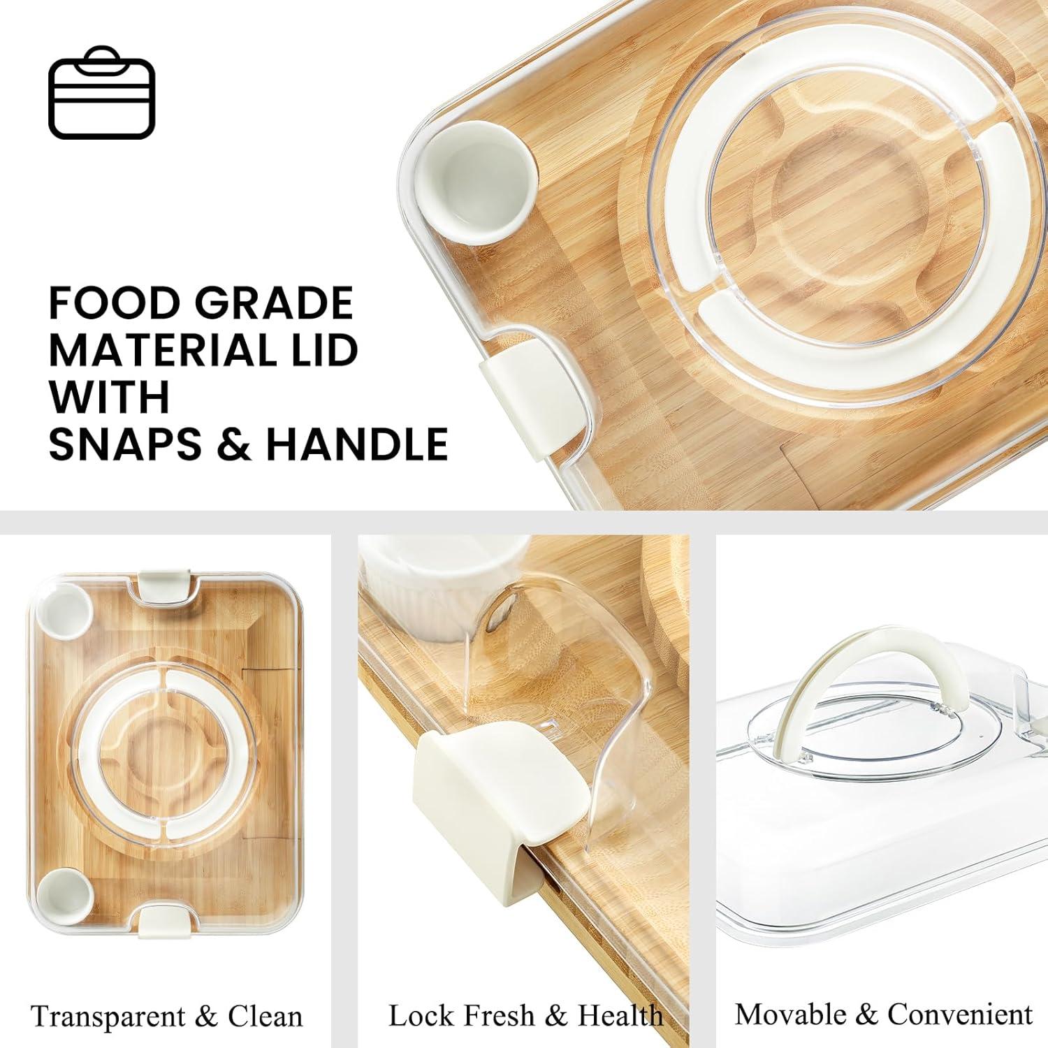 Tabla de Charcutería KHINYA con Tapa y Mango - 42x33cm