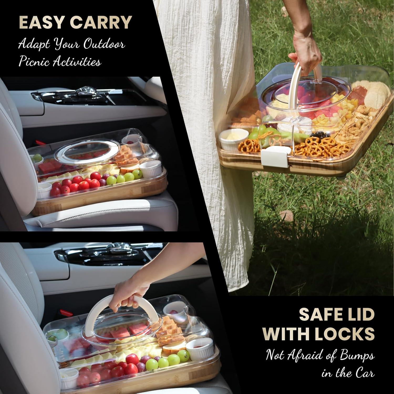 Tabla de Charcutería KHINYA con Tapa y Mango - 42x33cm