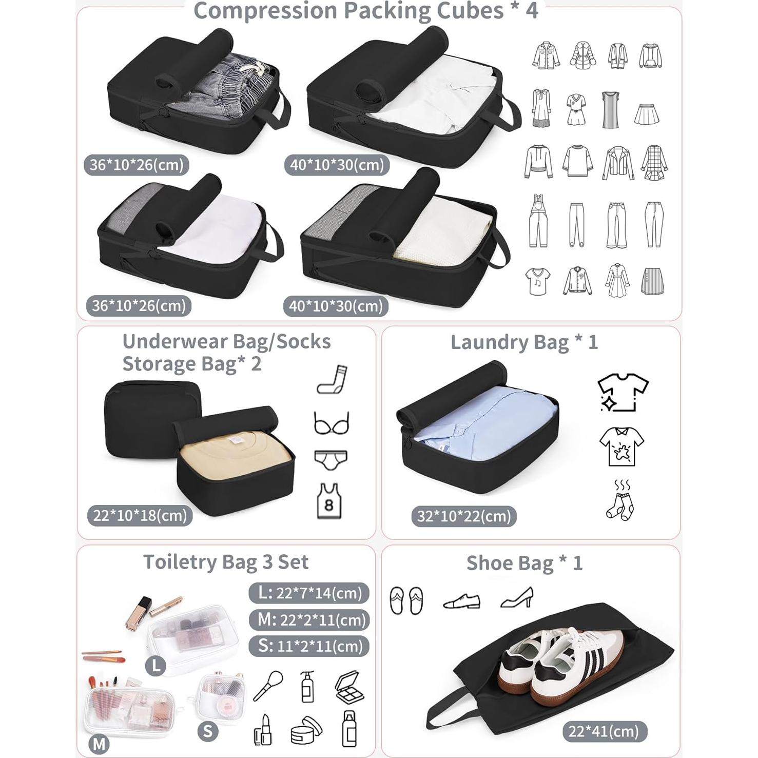 Cubos de Compresión TRMFUSA 11 Set Negro para Empacar