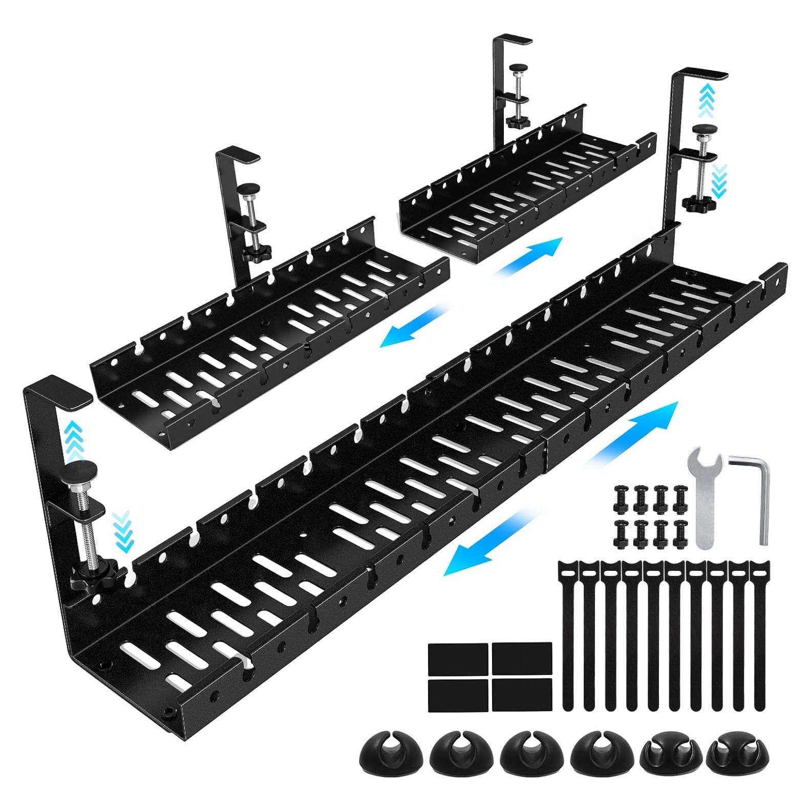 Bandeja de Cable Bajo Escritorio Shikha Retráctil 39.9-77.9 cm Negro