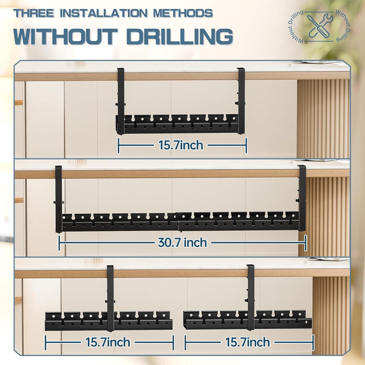 Bandeja de Cable Bajo Escritorio Shikha Retráctil 39.9-77.9 cm Negro