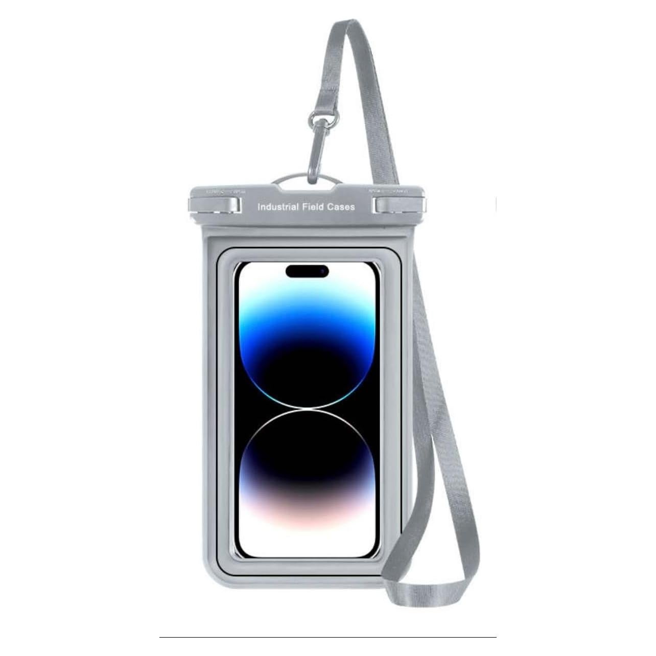 Funda impermeable gris para teléfono celular 6.8 con correa