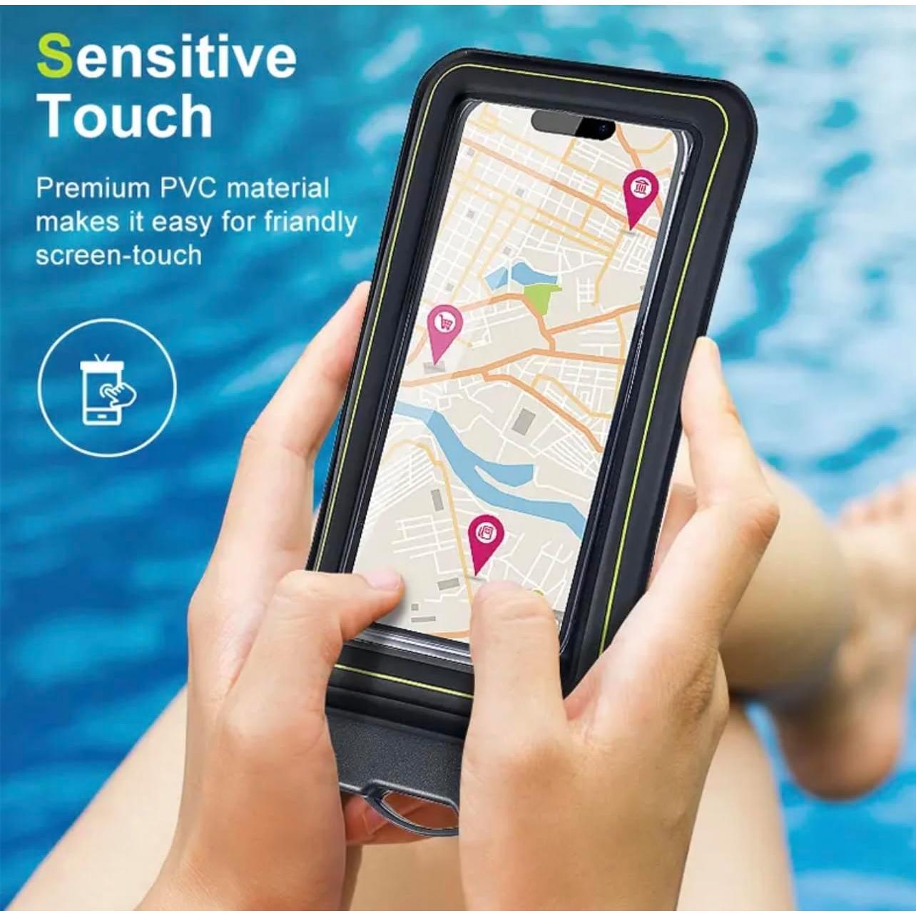 Funda impermeable gris para teléfono celular 6.8 con correa