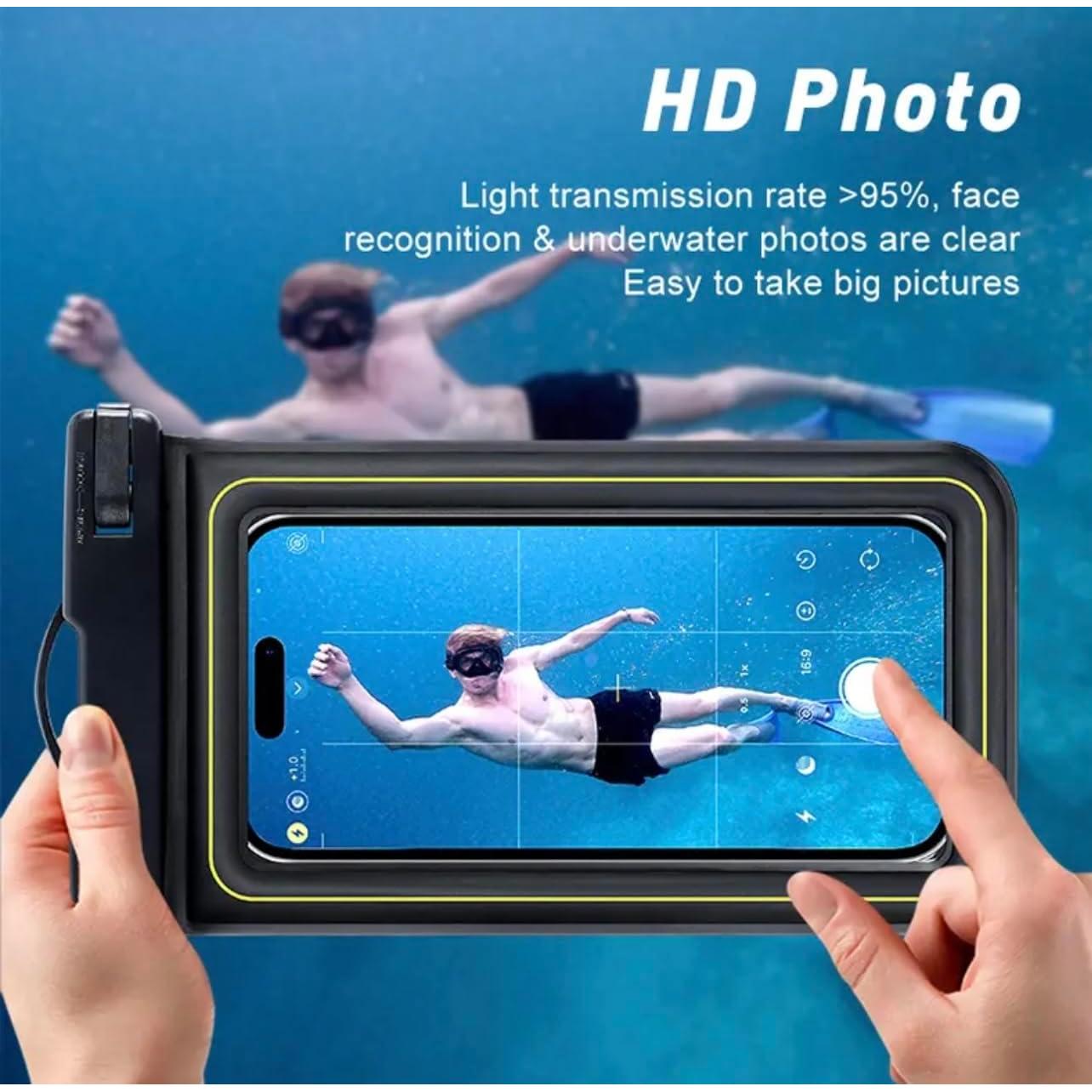 Funda impermeable gris para teléfono celular 6.8 con correa