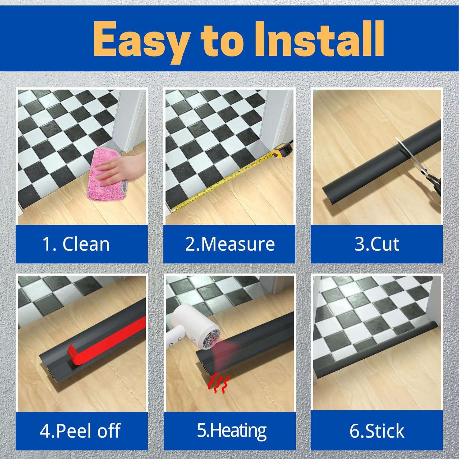 Tira de Transición de Piso COUKIU 1m PVC Negro Autoadhesiva