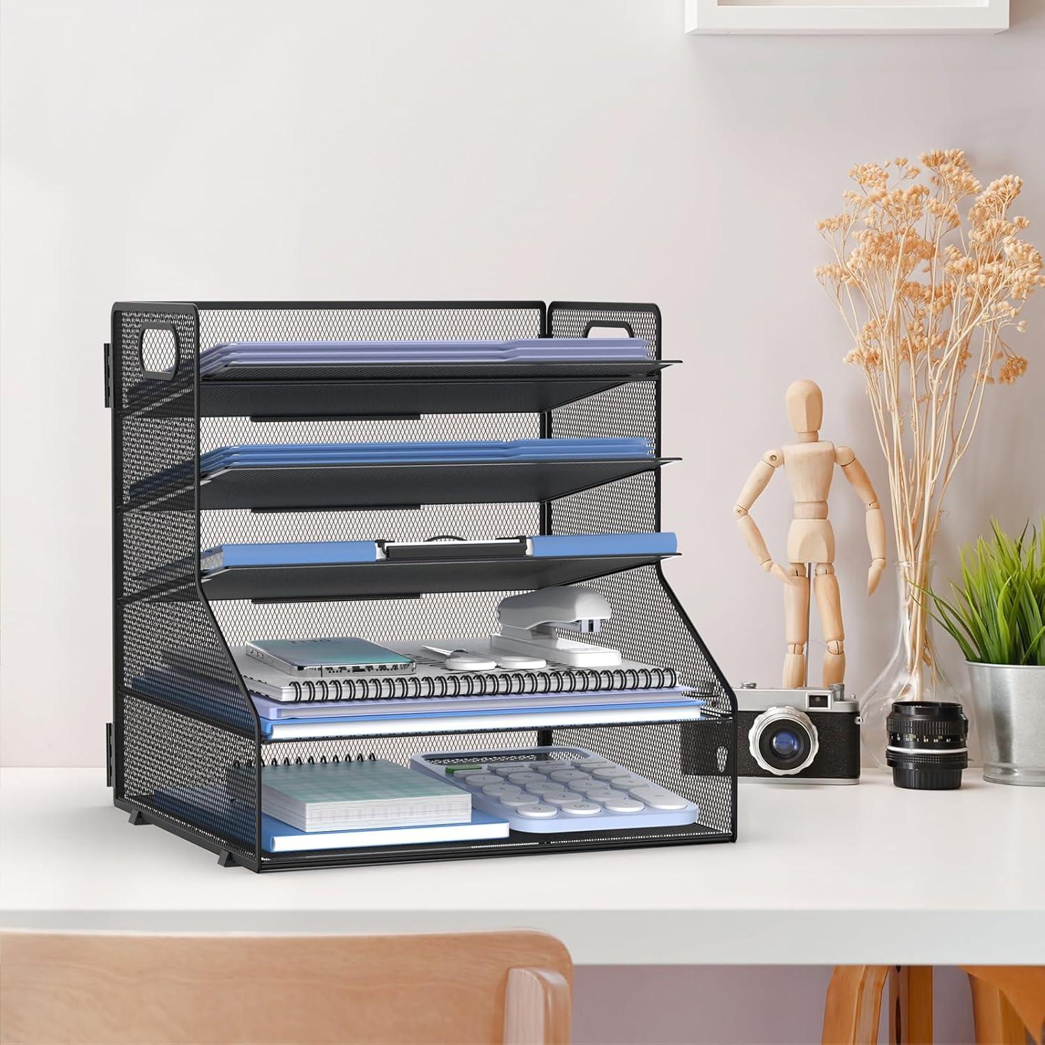 Organizador de Escritorio SUPEASY 5 Niveles Metal Negro