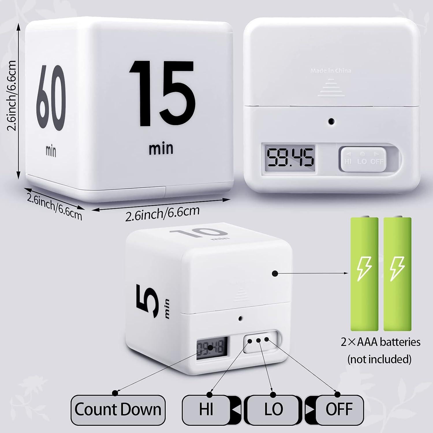 Temporizadores de Cubo Weewooday 2 Piezas 1-60 Minutos