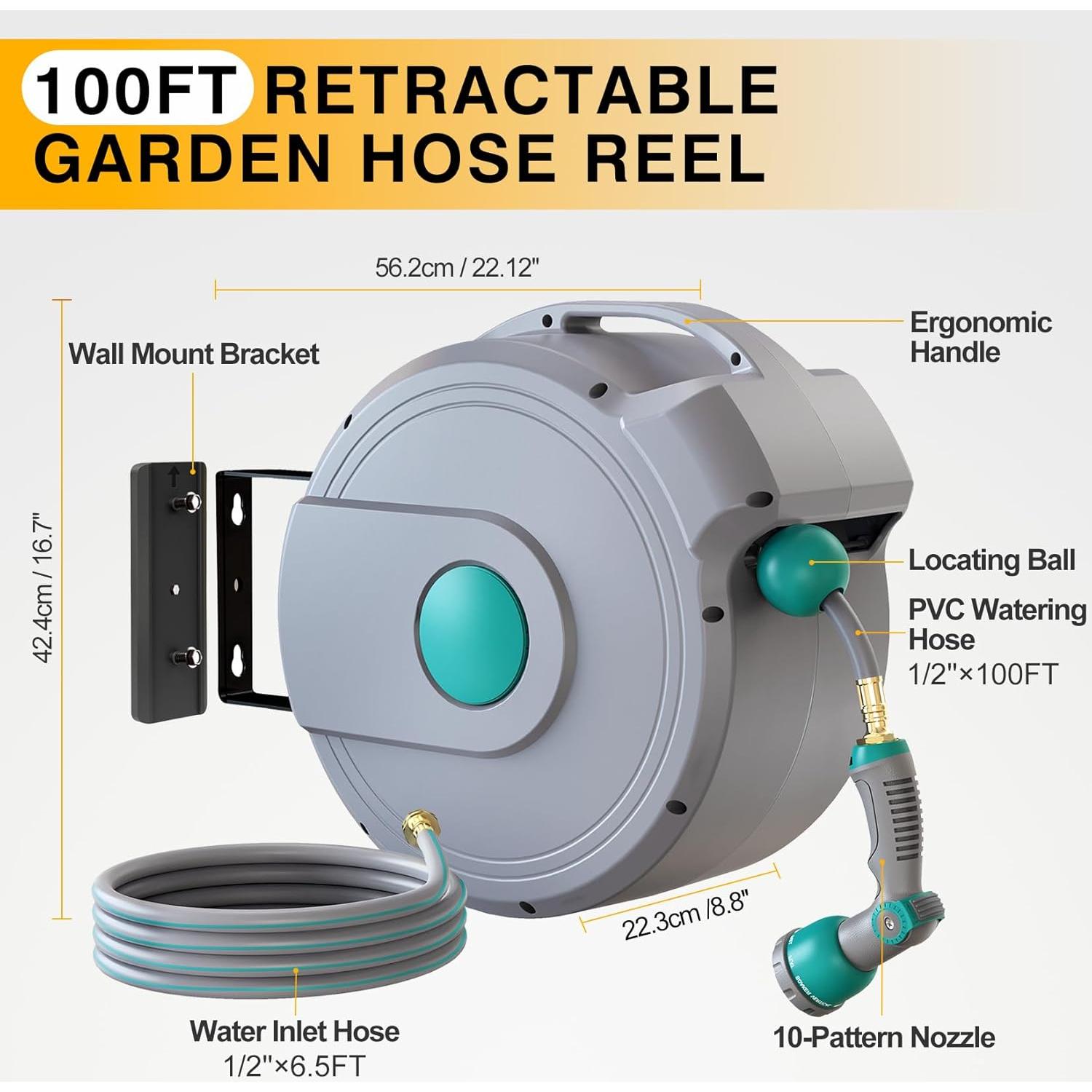 Carrete de Manguera Retráctil AXTRIM 30.48 m x 1.27 cm con Boquilla