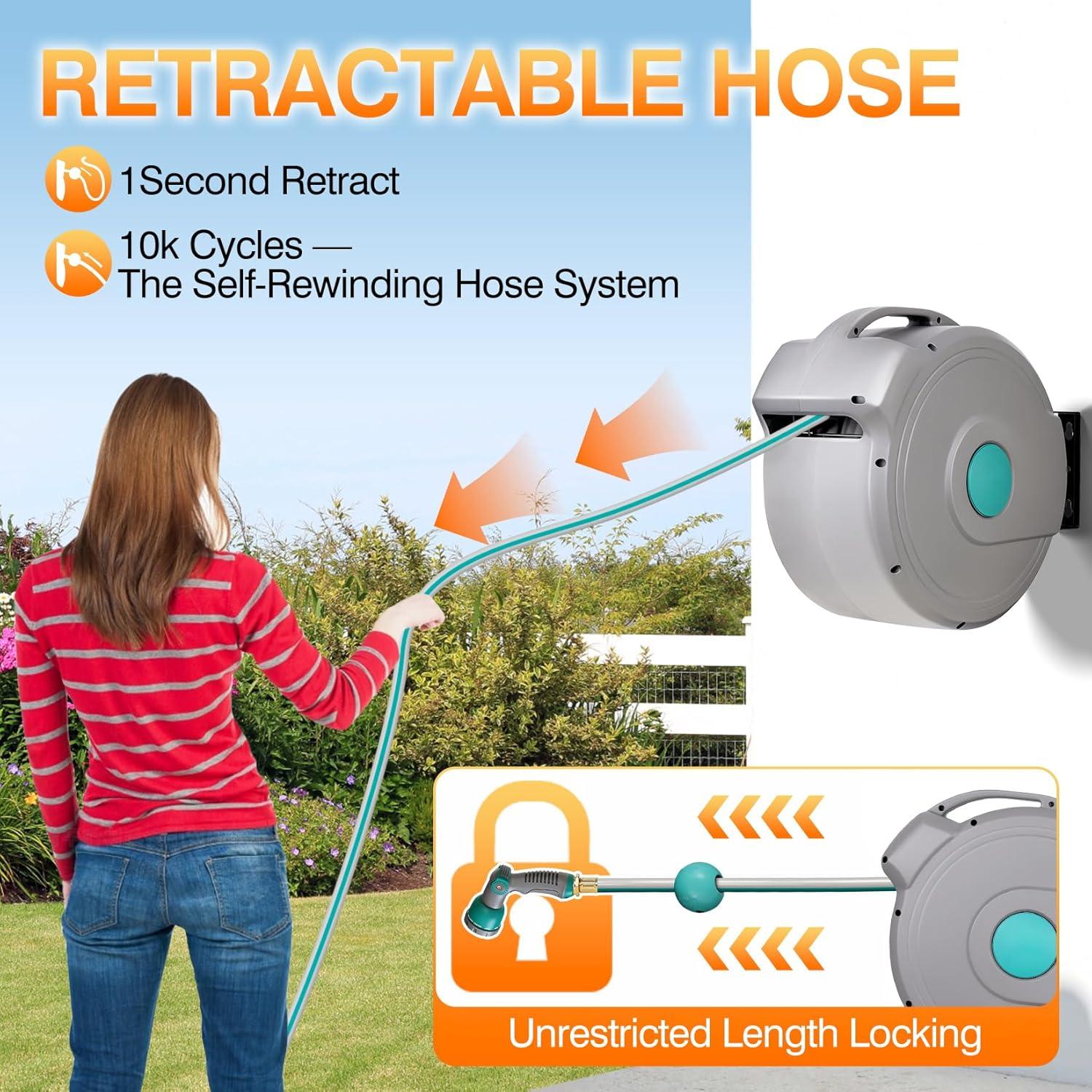 Carrete de Manguera Retráctil AXTRIM 30.48 m x 1.27 cm con Boquilla