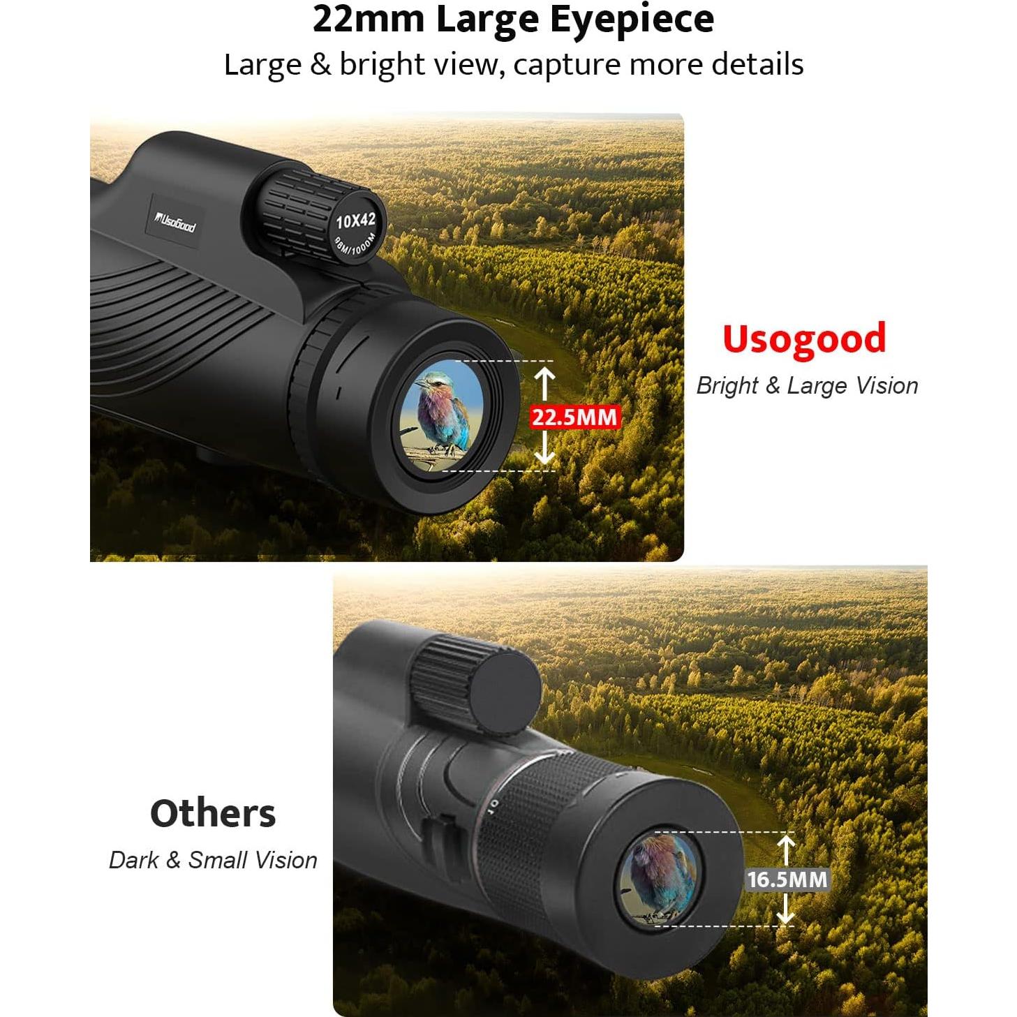 Monocular Usogood 10x42 Compacto Impermeable para Observación