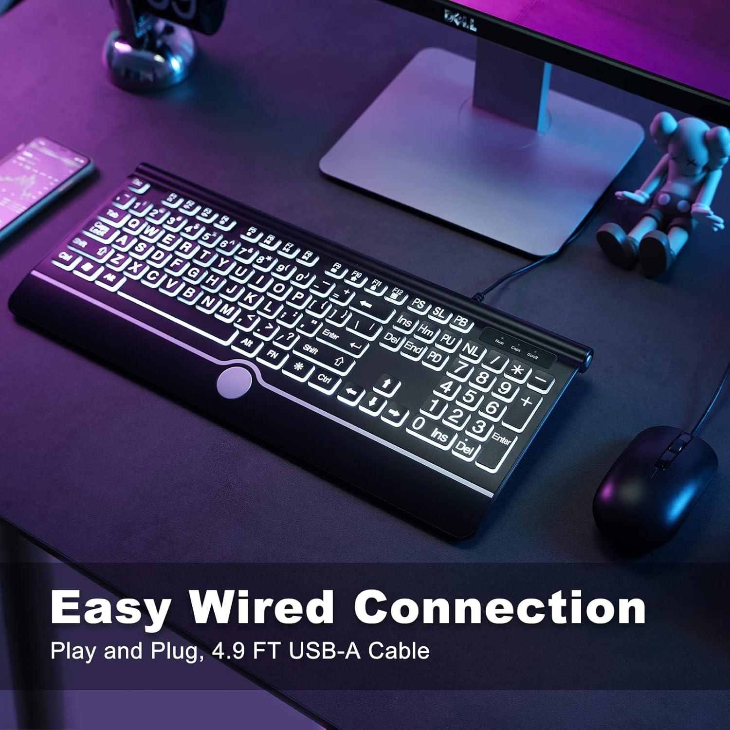 Teclado USB Retroiluminado KOPJIPPOM Grande 7 Colores