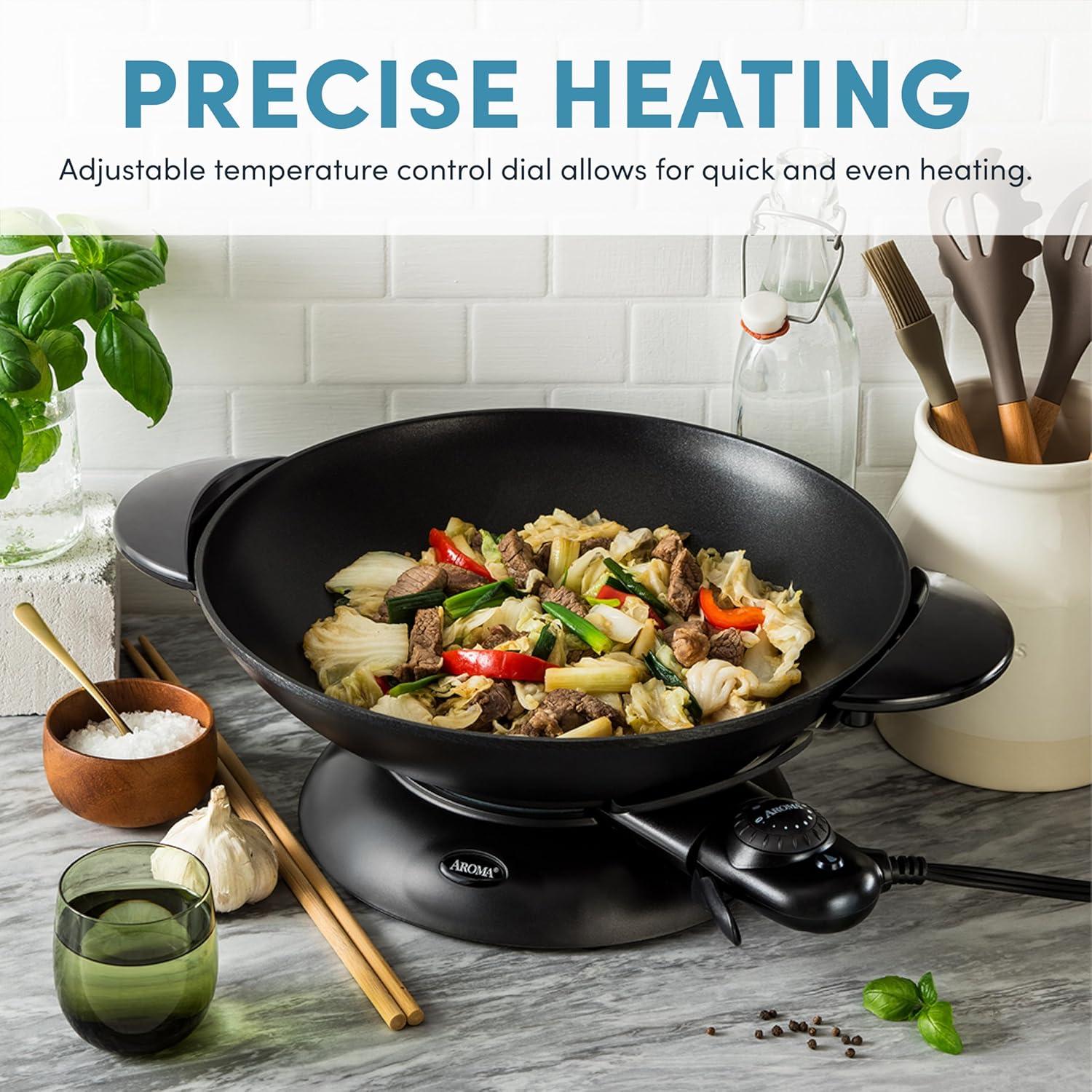 Wok Eléctrico Aroma AEW-306 5L Antiadherente con Tapa