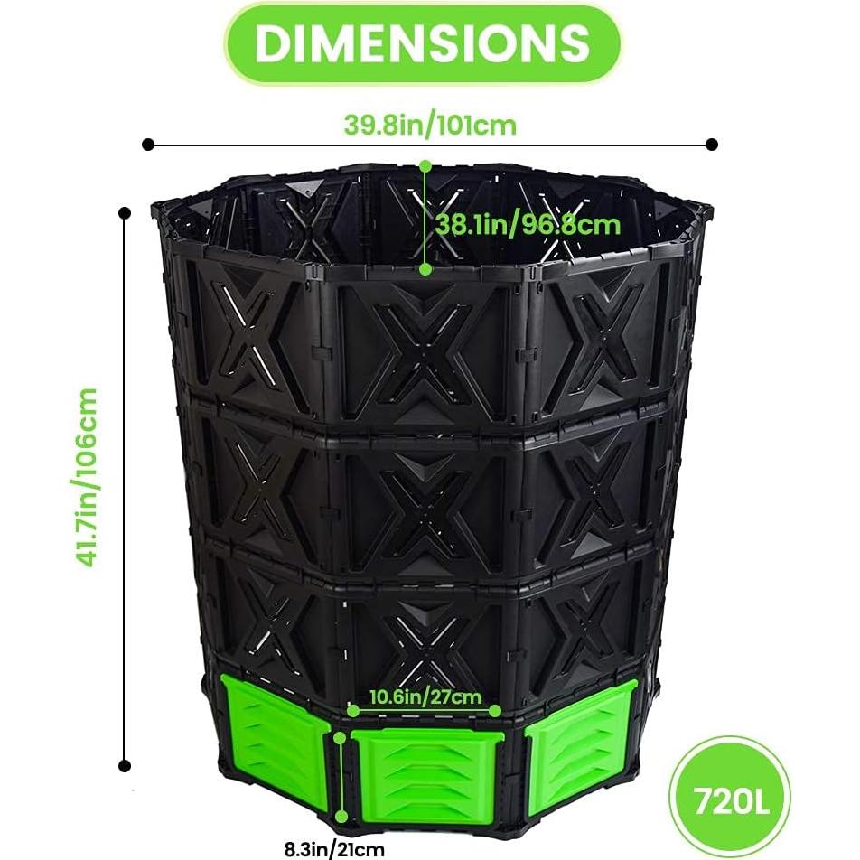 Contenedor de Compost SQUEEZE master 720L Verde Fácil Montaje
