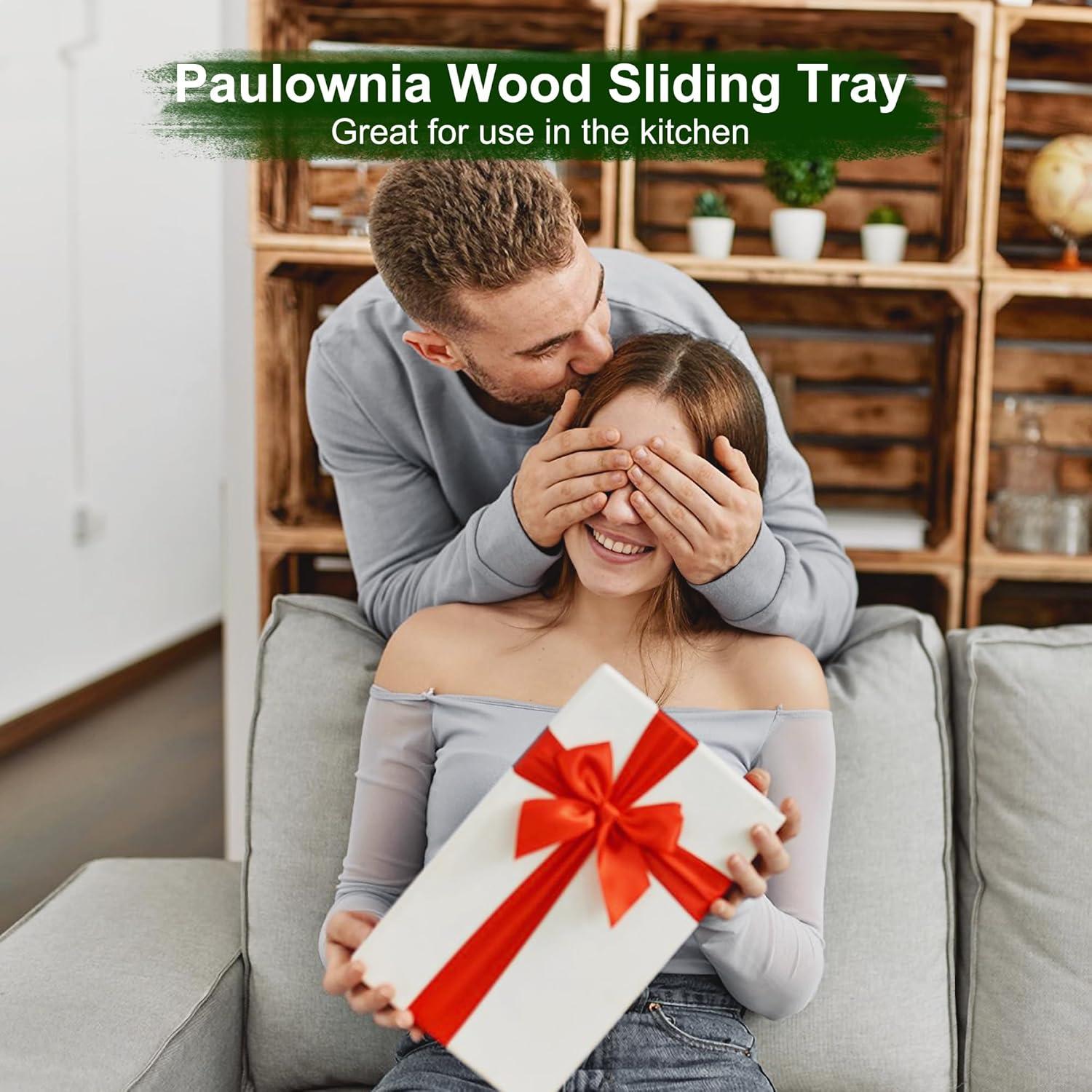 Bandeja Deslizante para Cafetera Cocina Paulownia 19x35.5cm