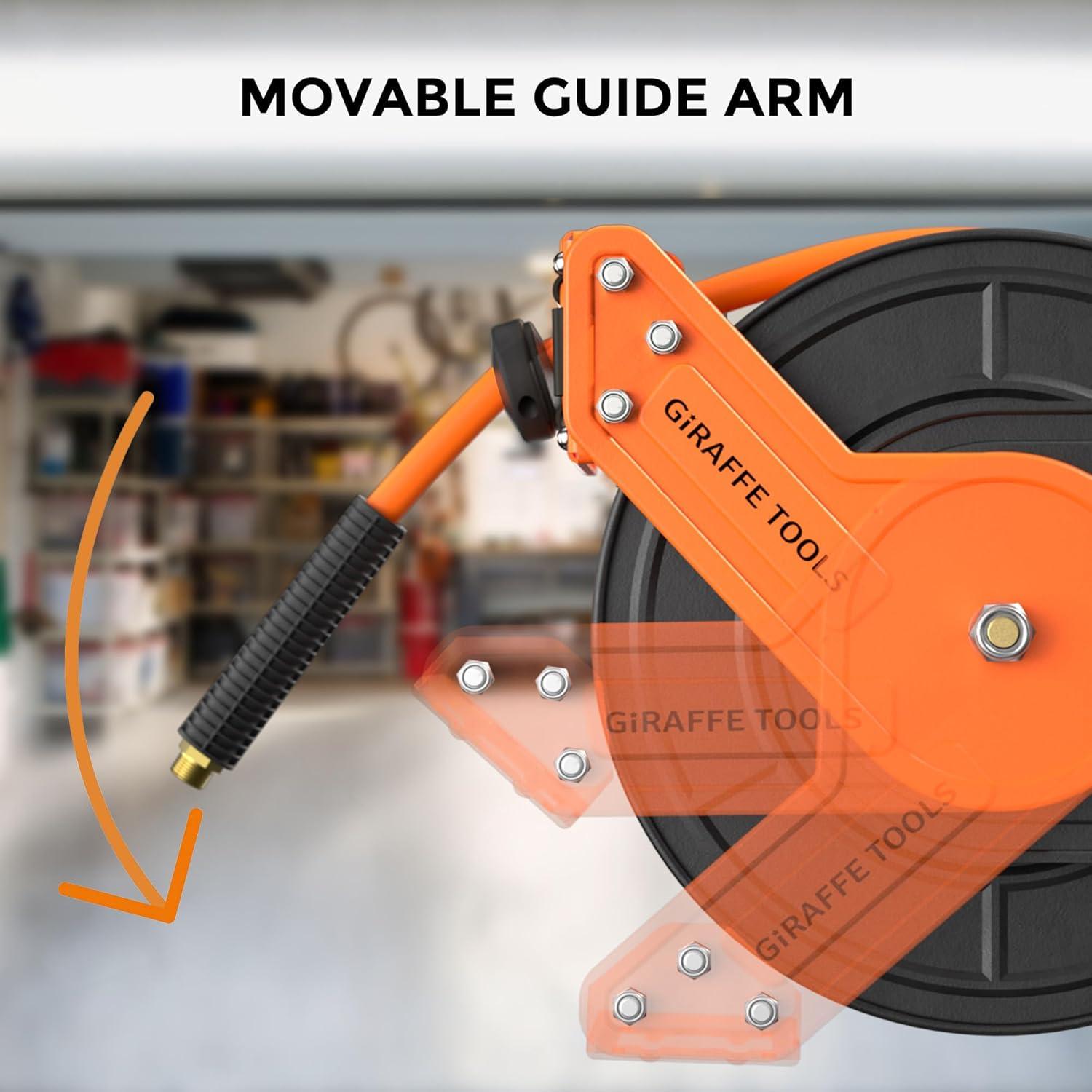 Carrete de Manguera de Aire Giraffe Tools 7.62m Acero 300PSI