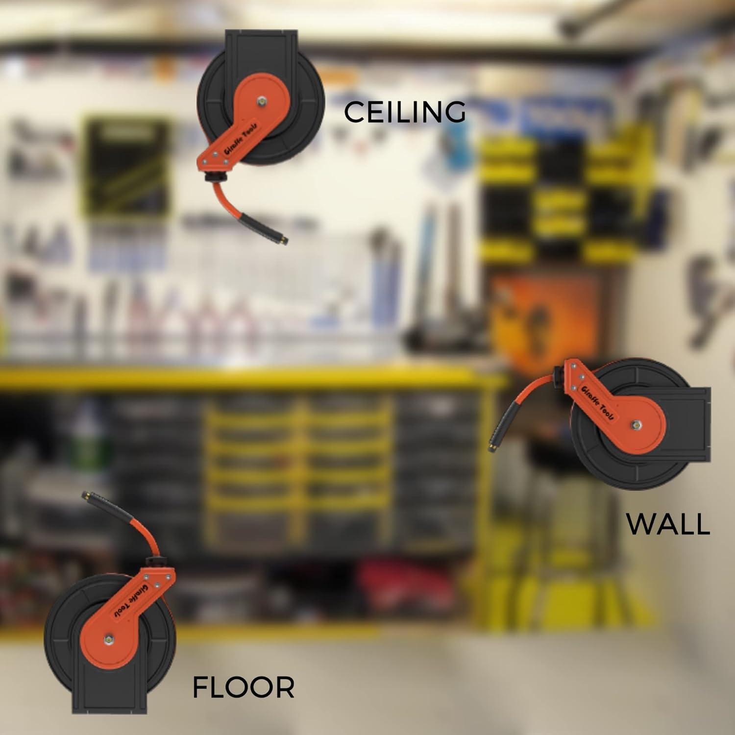 Carrete de Manguera de Aire Giraffe Tools 7.62m Acero 300PSI