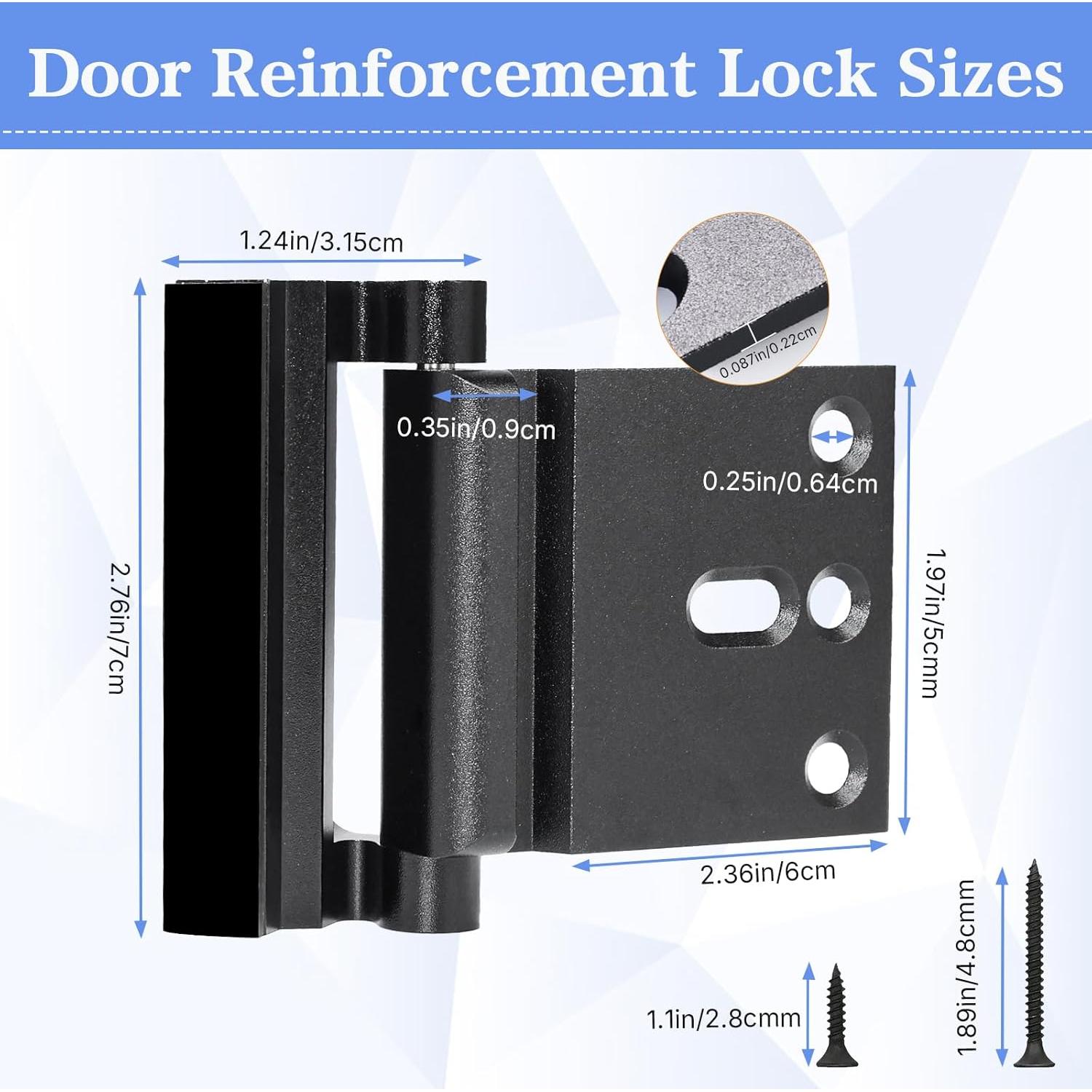 Cerradura de Refuerzo ANSUOYI para Puertas - 2 Pack Negro