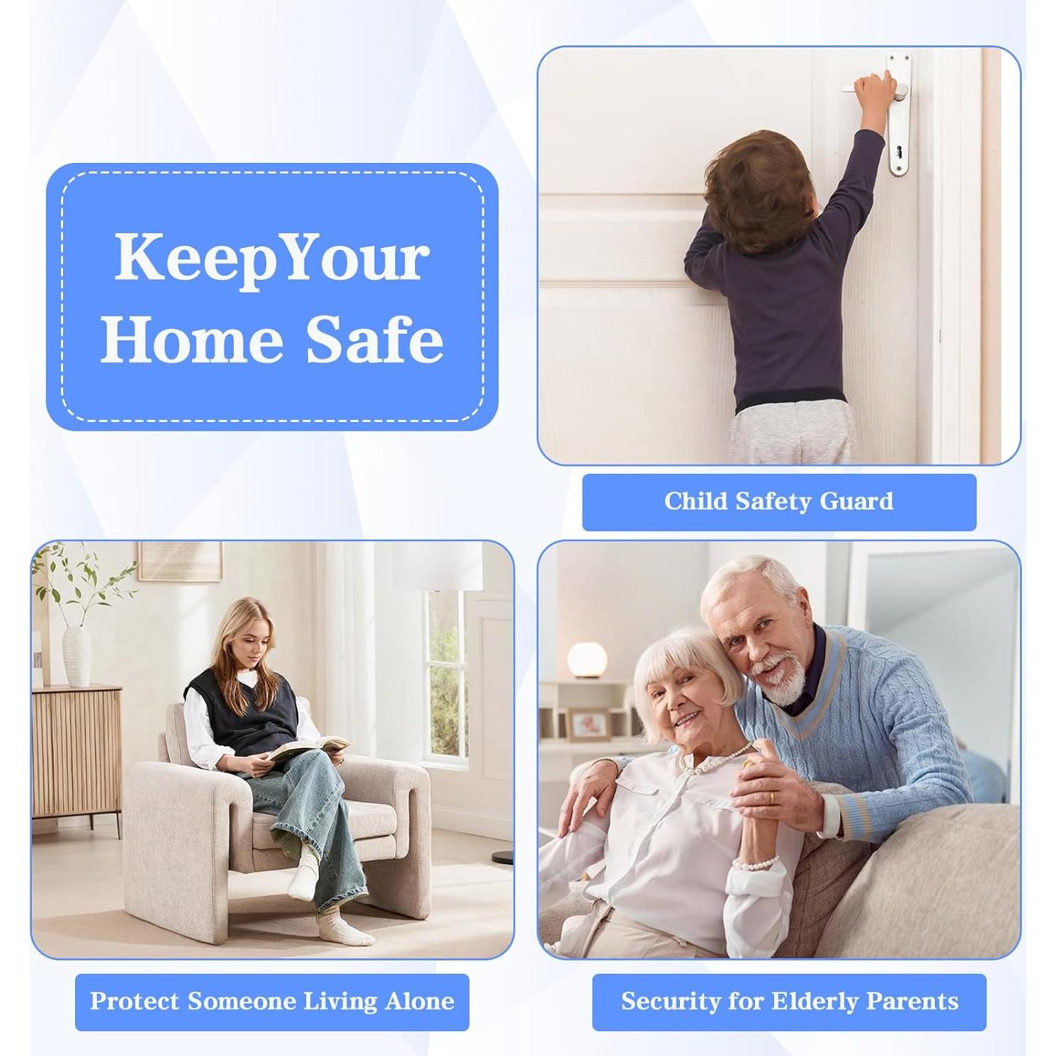 Cerradura de Refuerzo ANSUOYI para Puertas - 2 Pack Negro