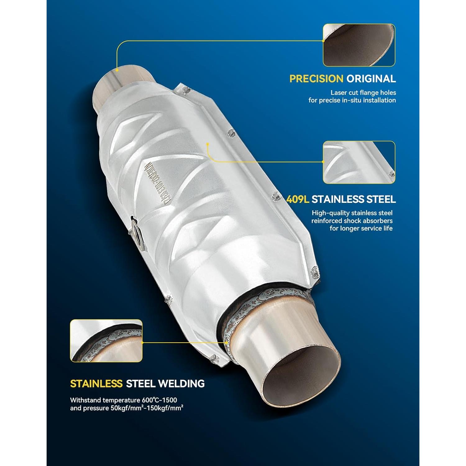 Convertidor Catalítico PHILTOP 2.5" Universal de Acero Inoxidable