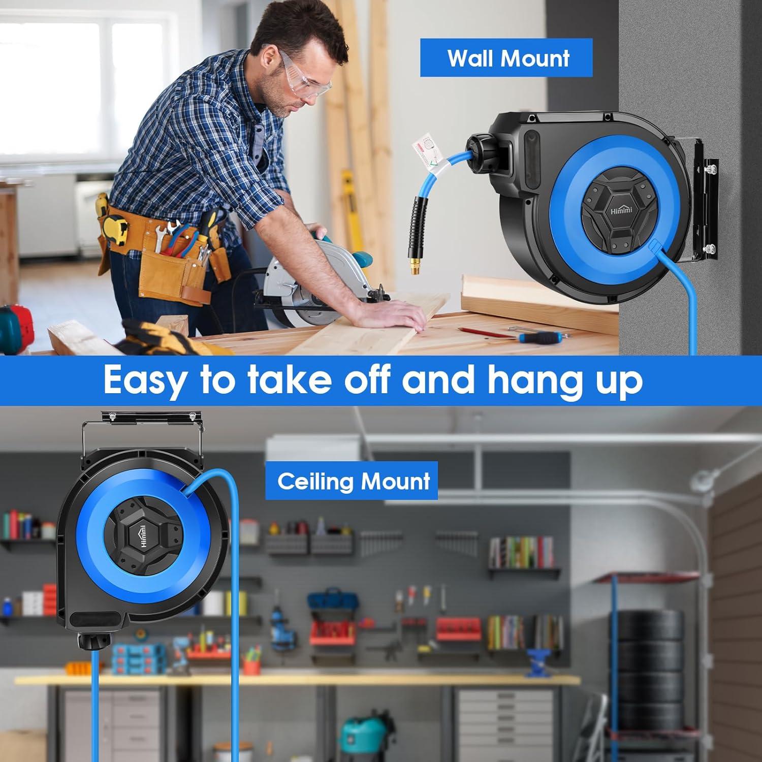 Carrete de Manguera de Aire Retráctil Himimi 15.24M 300PSI