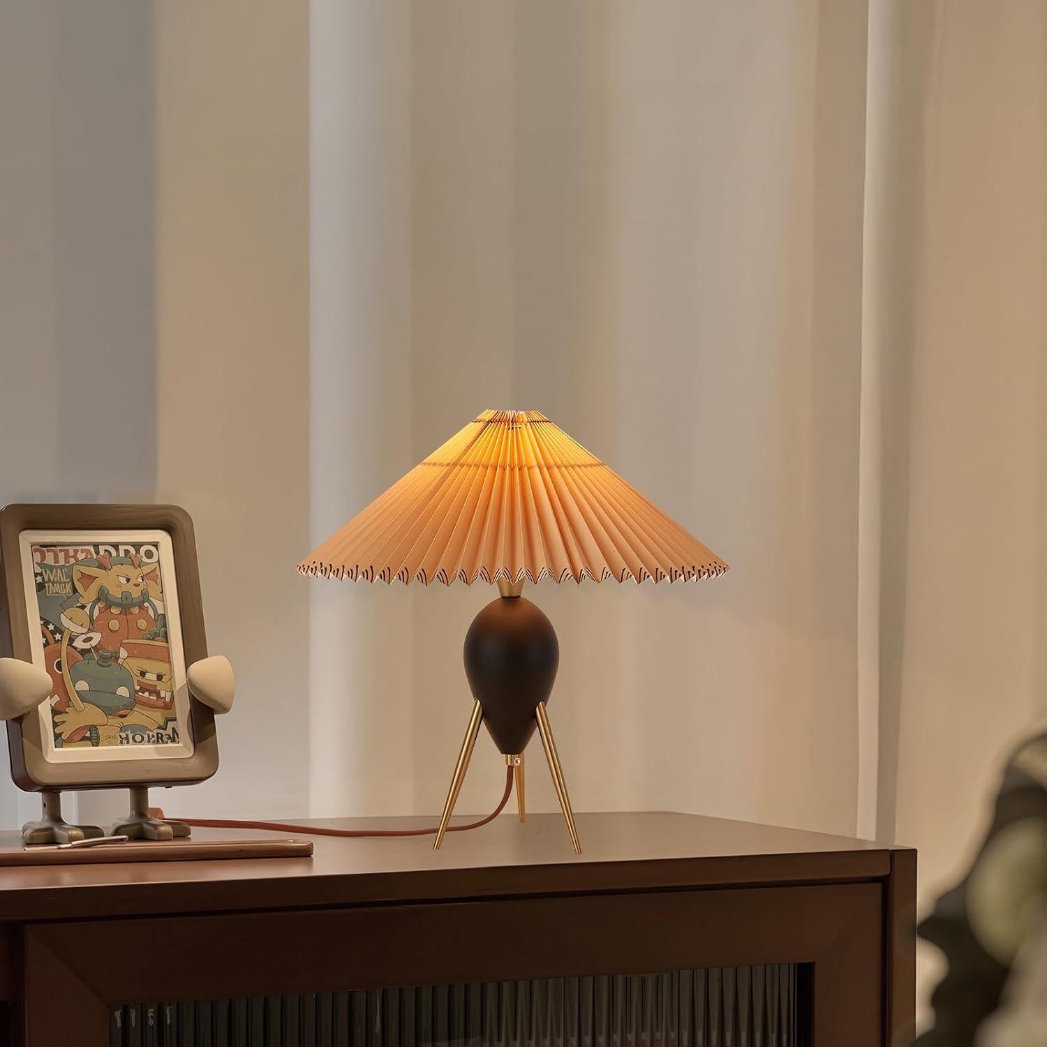 Lámpara de Mesa Moderna Fetason Negra 40.6cm con Bombilla E12