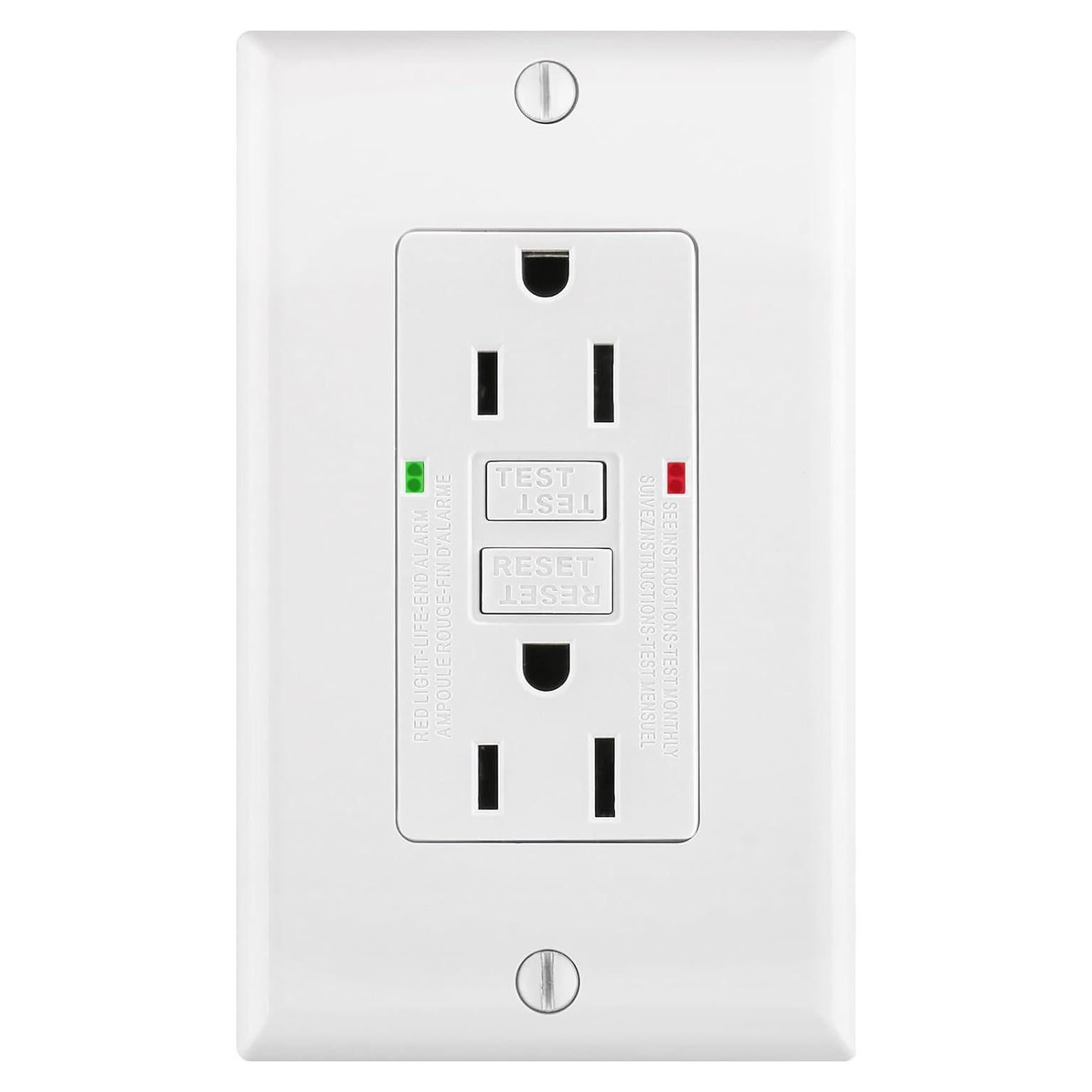 Enchufe GFCI 15A WENGART Blanco con LED y Placas Decorativas