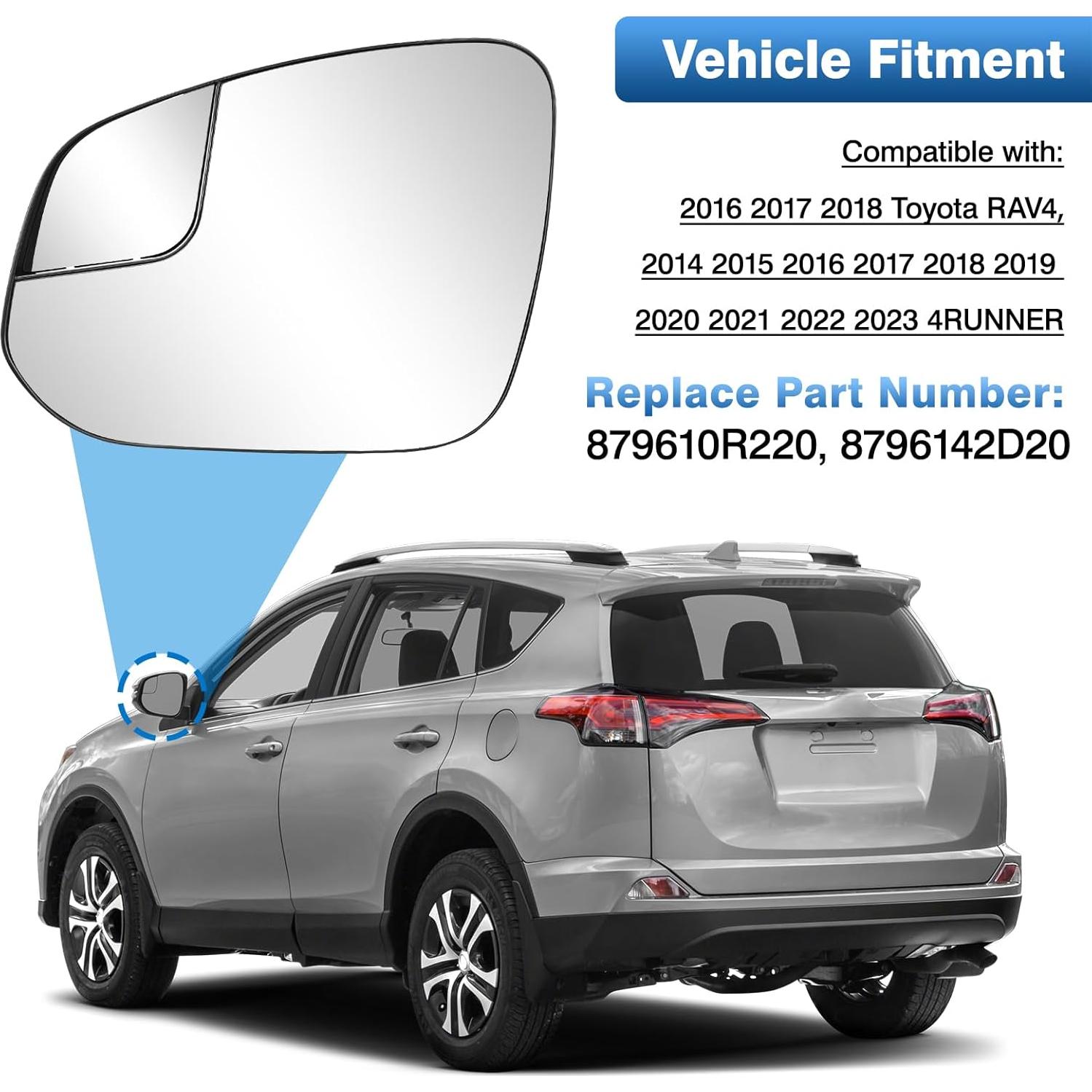 Espejo retrovisor calefaccionado TOP-MAX para Toyota RAV4 2016-2018 y 4Runner 2014-2023