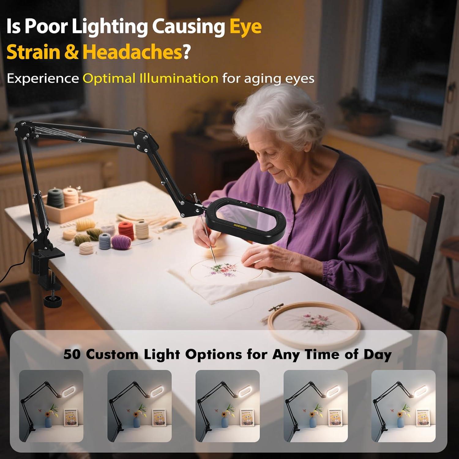 Lupa con Luz NOEVSBIG 10X con Brazo Oscilante y 50 Modos