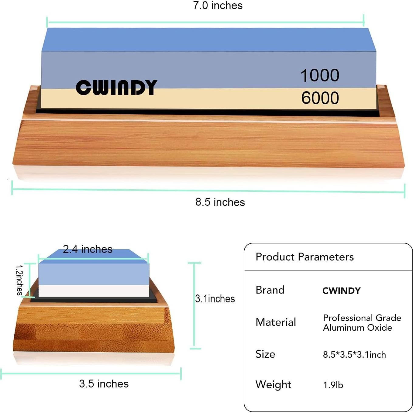 Kit de piedra de afilar CWINDY 1000/6000 con base antideslizante