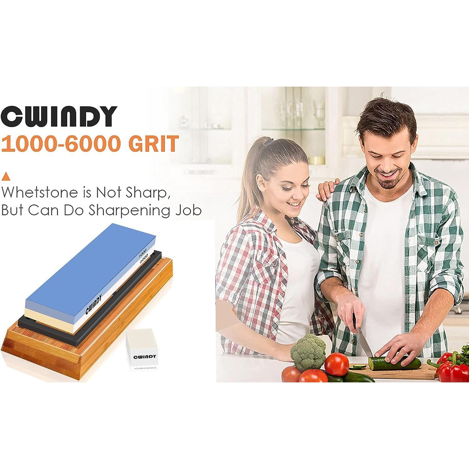 Kit de piedra de afilar CWINDY 1000/6000 con base antideslizante