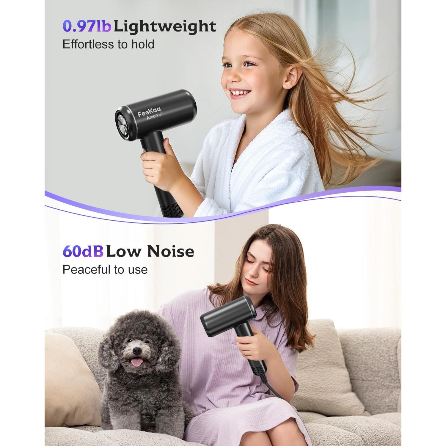 Secador de Pelo Mini Feekaa 200 Millones Iones Negativos 0.44 kg