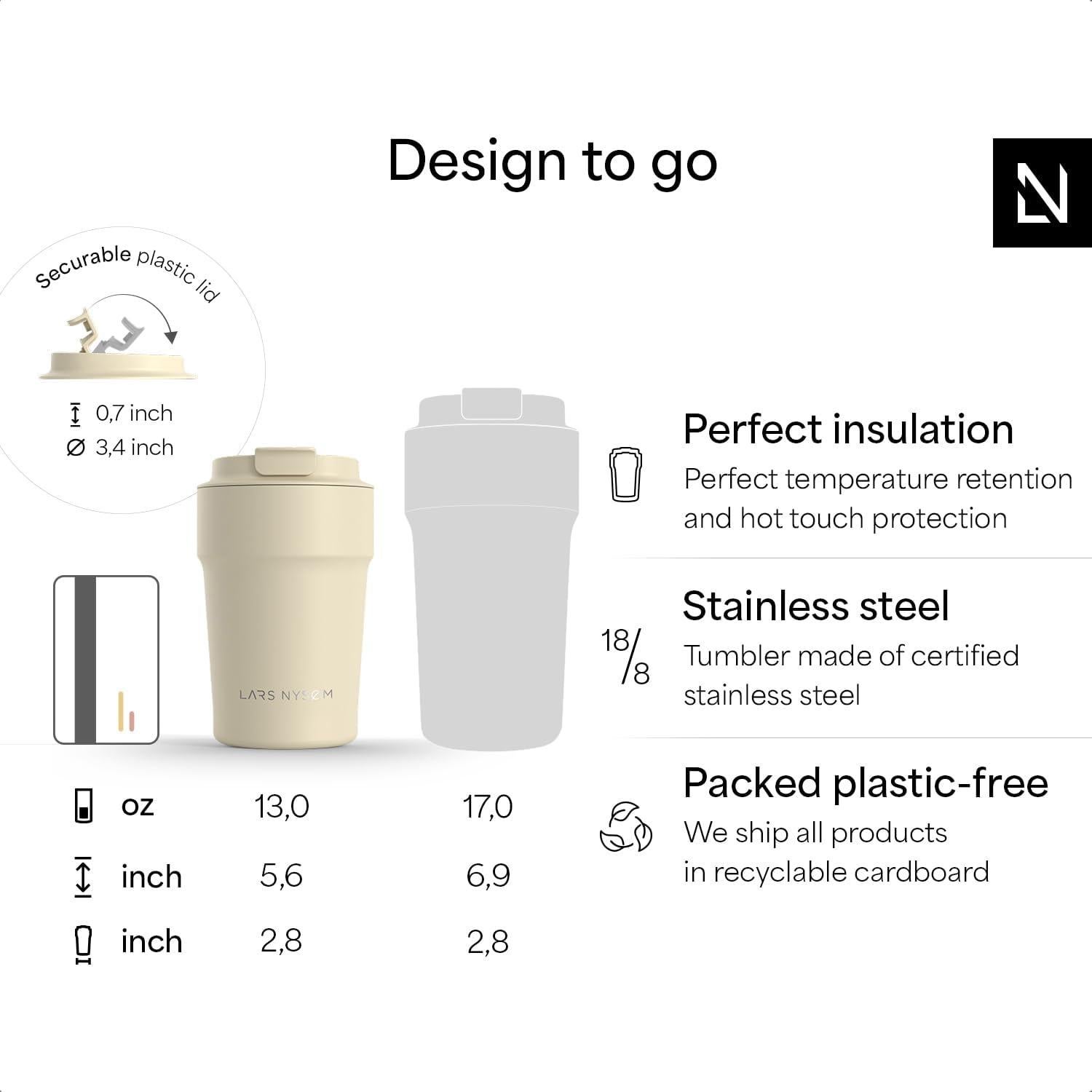 Taza Térmica LARS NYSØM 380ml Acero Inoxidable Aqua Turquesa