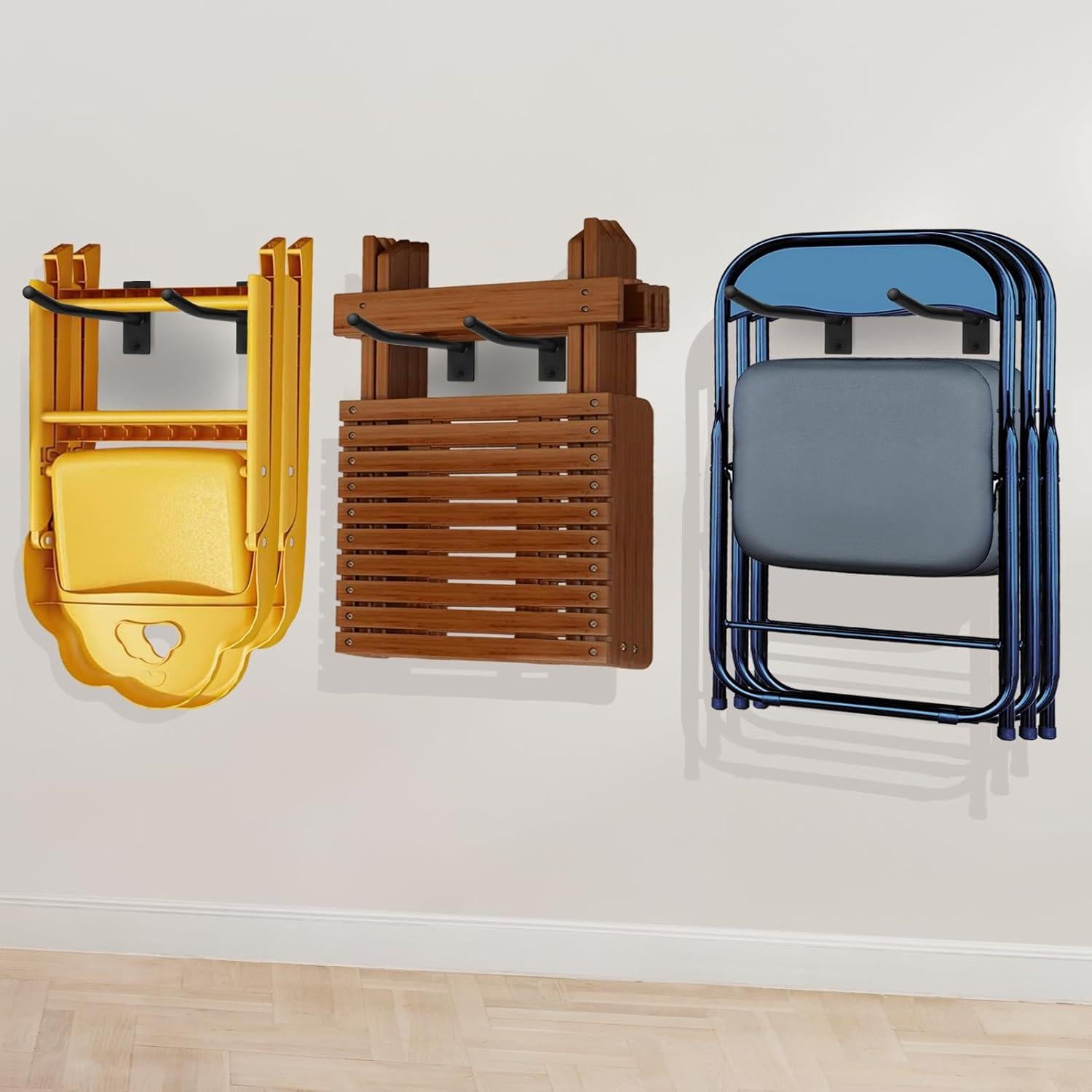 Estante de Almacenamiento para Sillas Plegables MEIPEIQIZHI Negro